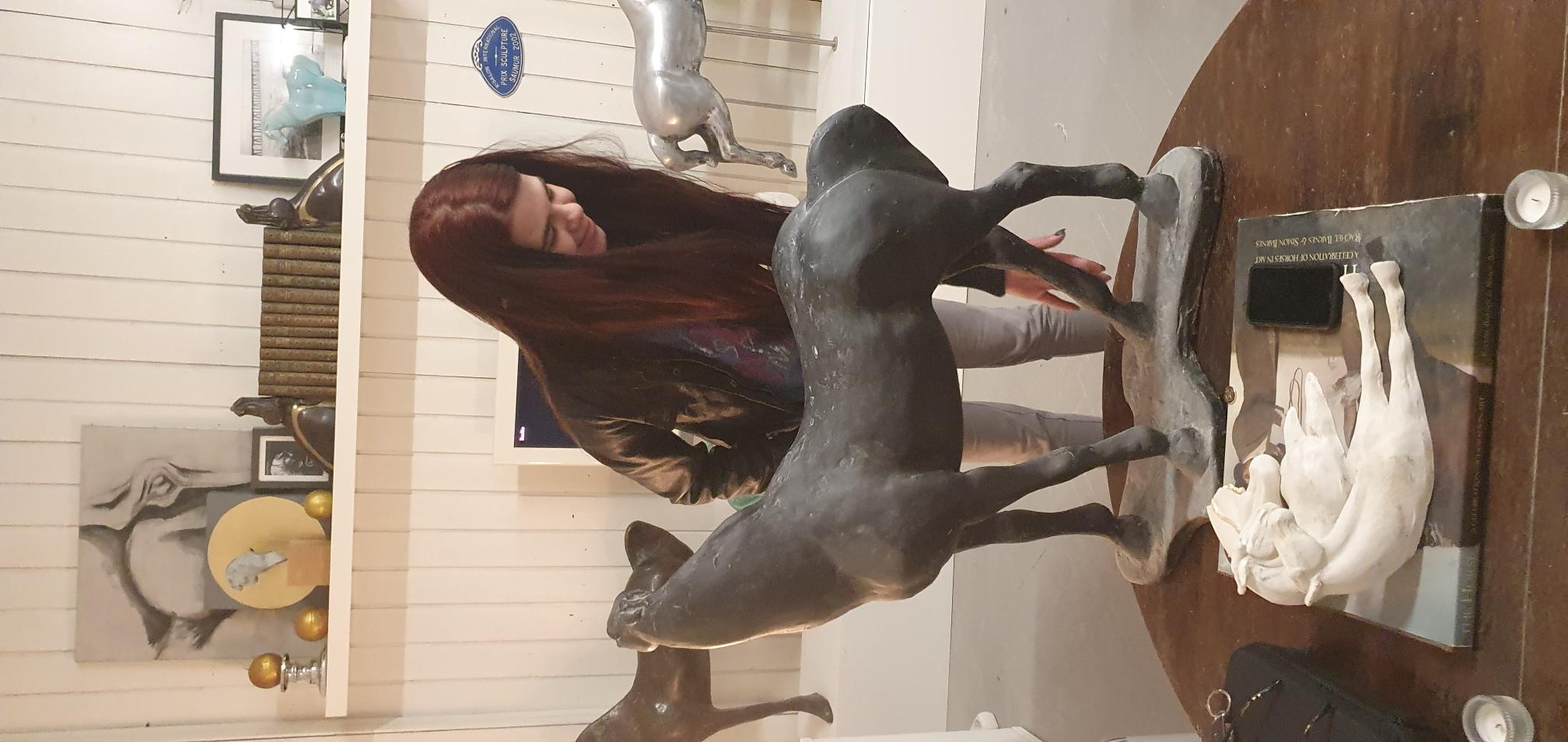 Lana taktilno istražuje konja akademskog kipara Hrvoja Dumančića